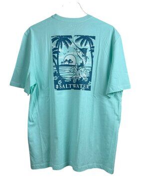 IZOD Saltwater Double Sided Green Lightweight Graphic T-Shirt NWT
